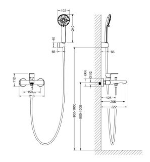Смеситель для ванны с душевым набором Aquatek Оберон AQ1249BG шлифованное золото